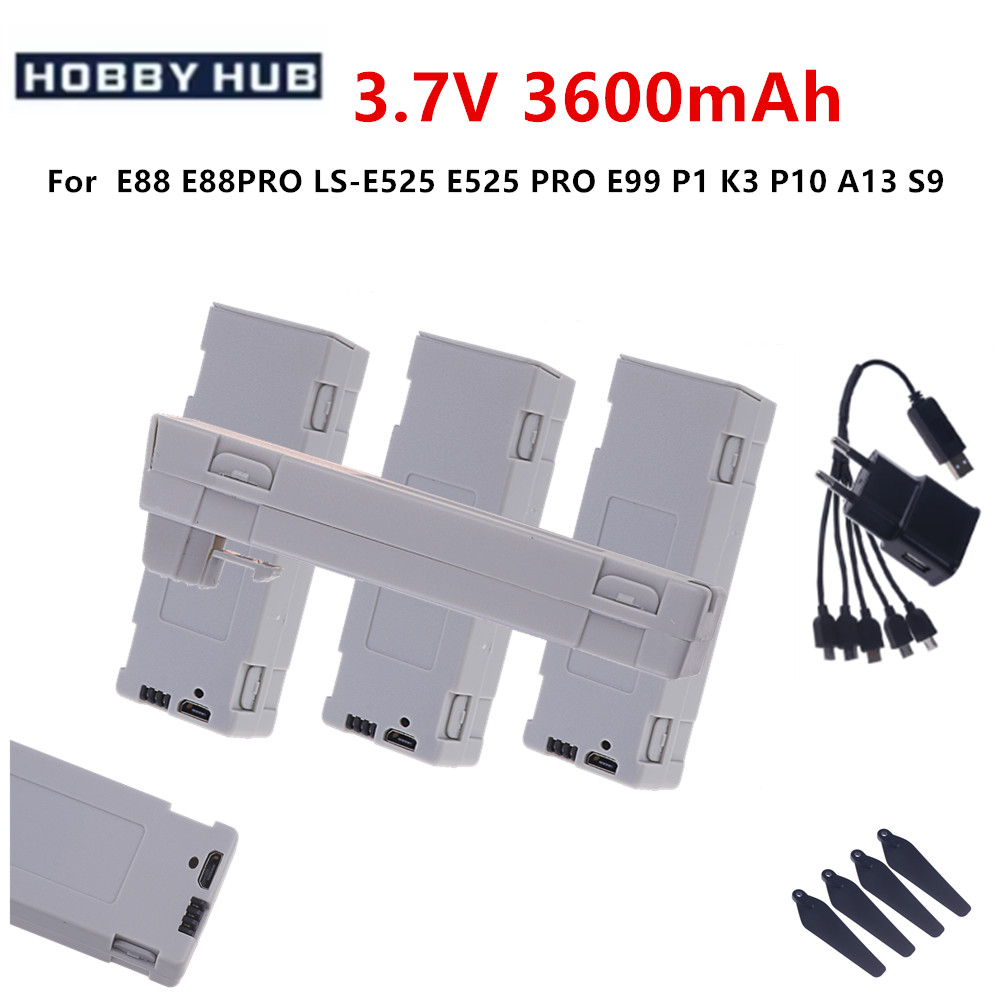 Drone Rc E99 K3 - Baterai Li-ion Isi Ulang 3.7V 3600mAh