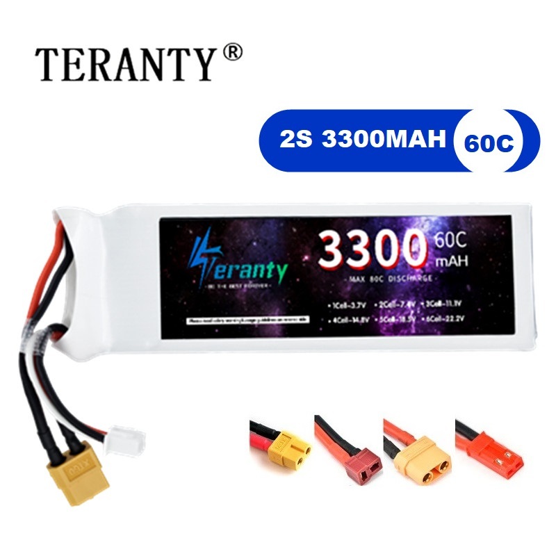 Drone Rc Leading - 2S 7.4V baterai LiPo 3300mAh 60C