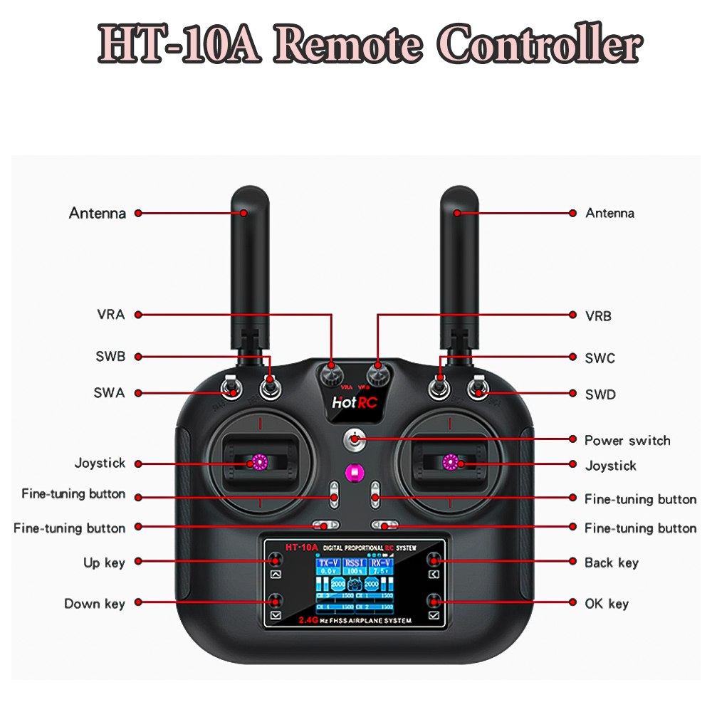 Hotrc HT-10A 2.4G 10CH Transmi - Plane Drone Rc ulasan dan harga