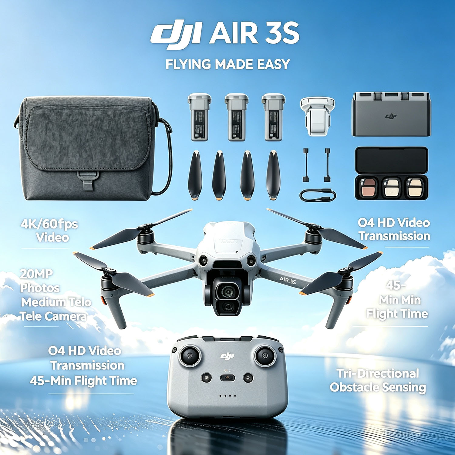 Open Box-DJI Air 3S Fly More C - Drone Rc N3 3 Batteries ulasan dan harga